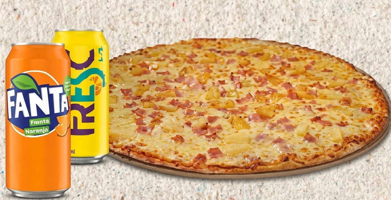 1 Pizza grande con 2 refrescos